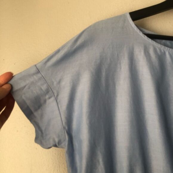 J Crew light blue chambray drawstring waist tunic blouse size small 100% cotton - Picture 7 of 8